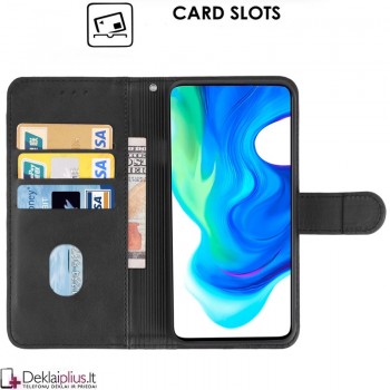 Dirbtinės odos atverčiamas dėklas su skyreliais - juodas (Xiaomi Poco F2 Pro) Dirbtinės odos atverčiamas dėklas su skyreliais - juodas (Xiaomi Poco F2 Pro)